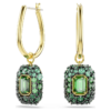 Swarovski 18K Gold Finish Octagon Cut Sublima Drop Earrings - Green