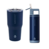 Grosche Yukon 20oz Stainless Steel Insulated Travel Mug & Grosche ALPINE 20oz Stainless Steel Flip N Sip Insulated Water Bottle - Mountain Blue