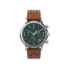 Timex Marlin Chrono Green Dial Men's Brown Leather Strap Watch - 40mm