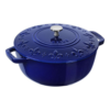 Staub 3.6L Cast Iron Round French Oven Fleur-de-lis - Dark Blue