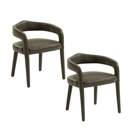 Worldwide Caden Faux Leather Dining/Lounge Chair Set of 2 - Moss