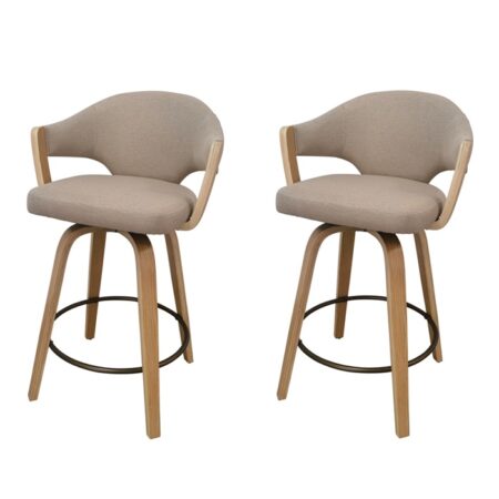 Worldwide Freya 26" Herringbone Counter Stool with Swivel Set of 2 - Toffee/Natural