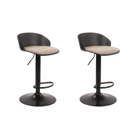 Worldwide Mabel Textured Adjustable Air-Lift Stool Set of 2 - Black/Beige