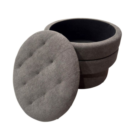 Worldwide Kepler Round Storage Ottoman - Warm Charcoal