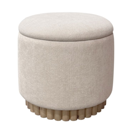 Worldwide Sadie Round Storage Ottoman - Oat/Natural